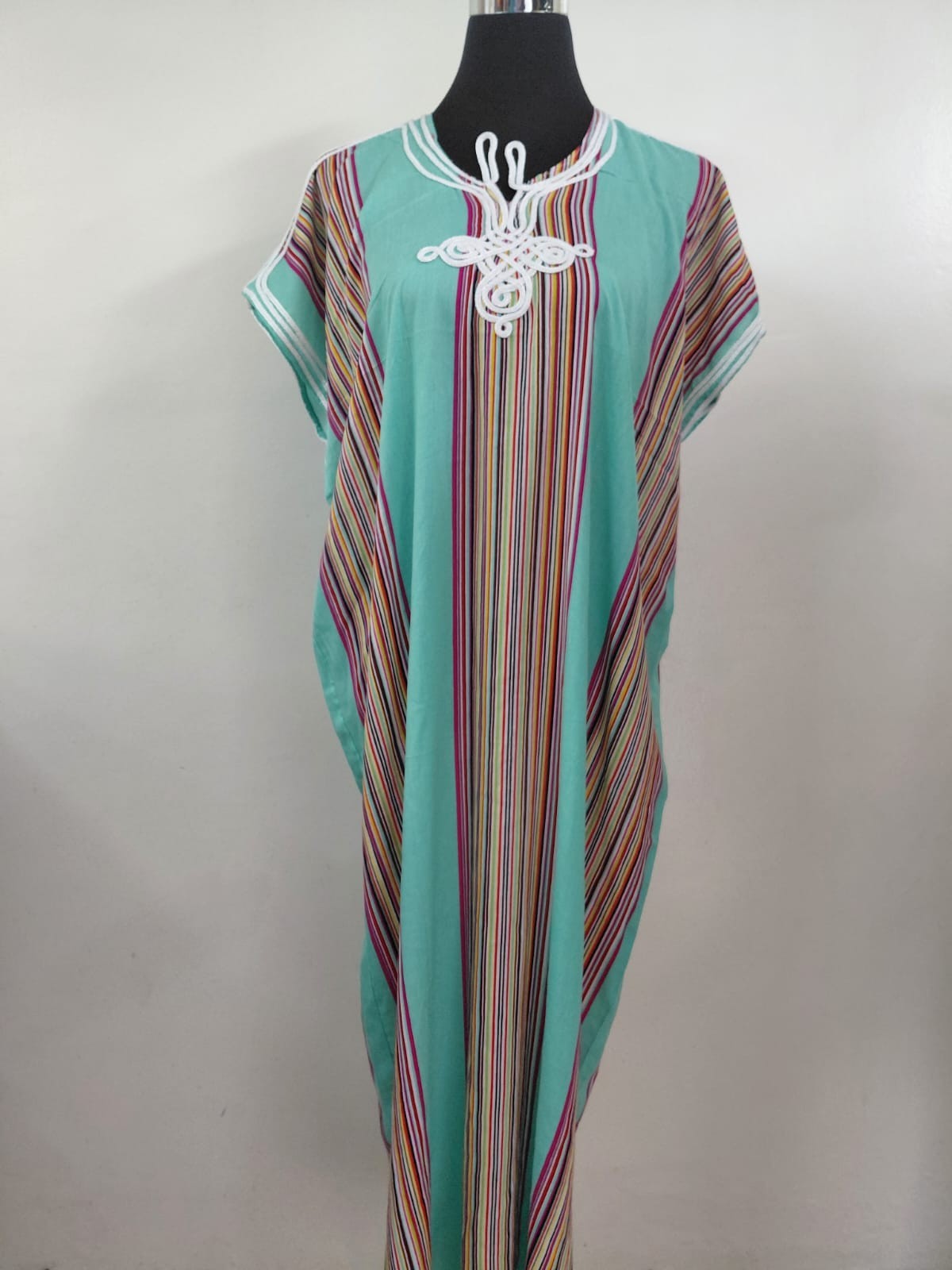 Moroccan Style Kaftan Maxi Dress Embroidery Abaya boho Beach Cover Summer S M L