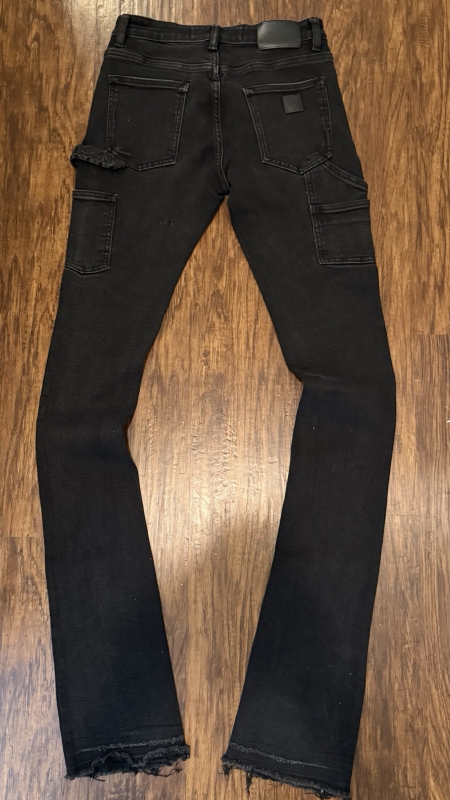 VALABASAS Men’s Black Dark Wash Denim stacked Stretch 5-Pocket Jeans