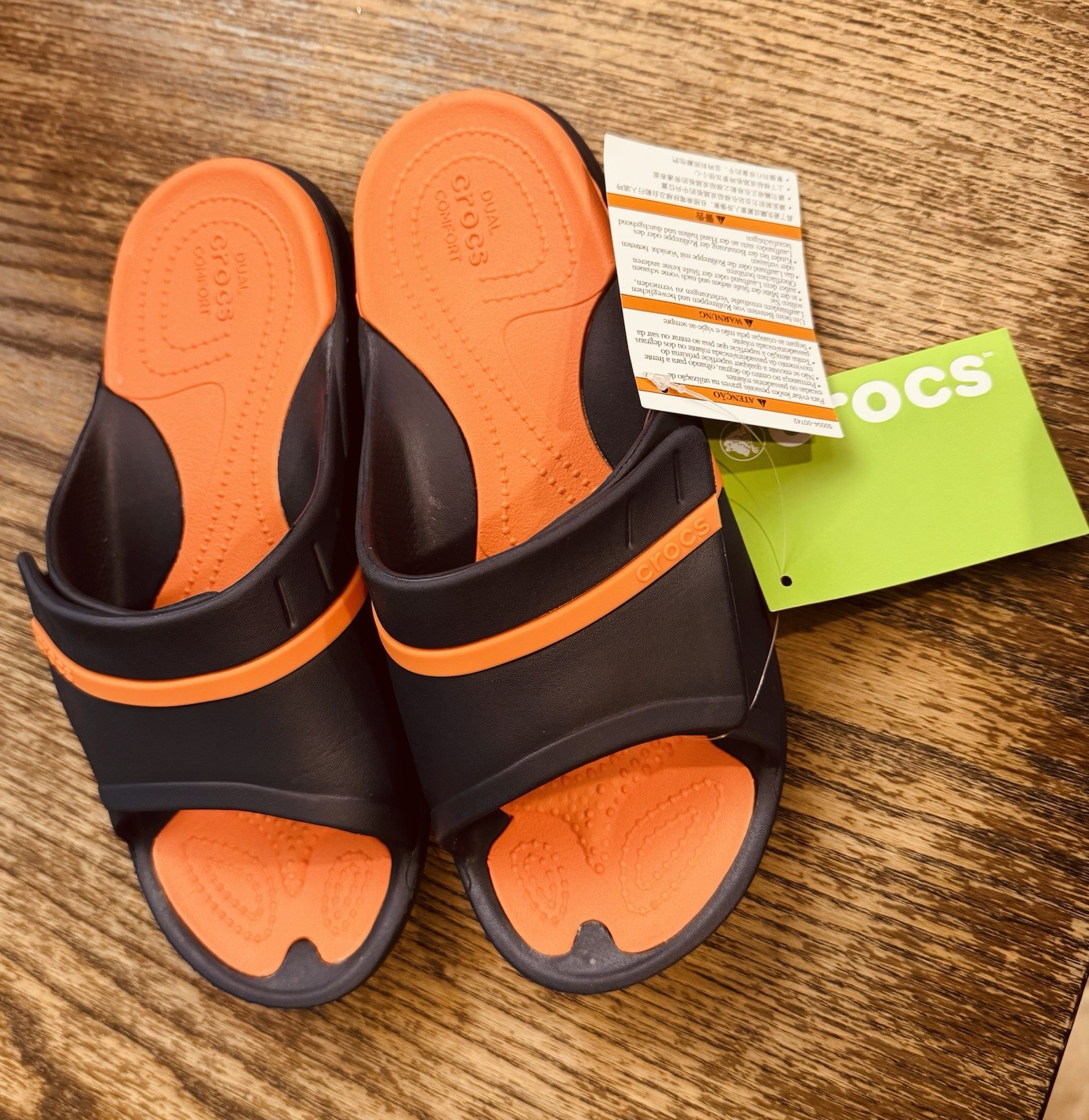 Crocs Modi Sport Slide Sandals Navy/Orange Unisex Slip On US M7/W9 EU 39-40