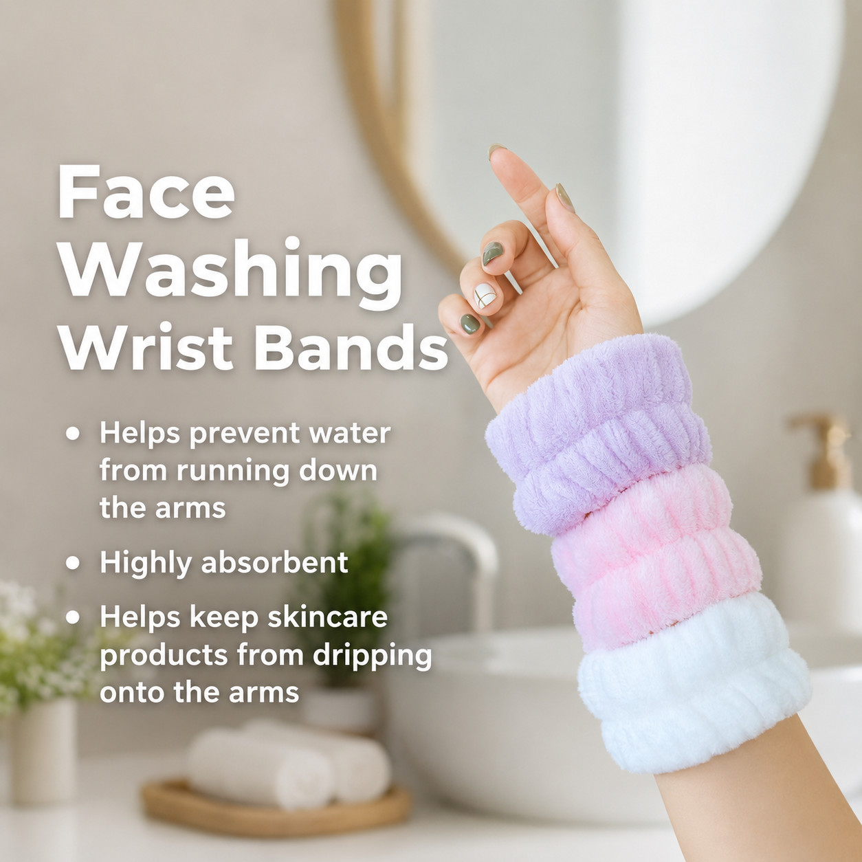 Face Washing Wrist Bands Spa Headband Wristband Set Microfiber Absorbent Wash