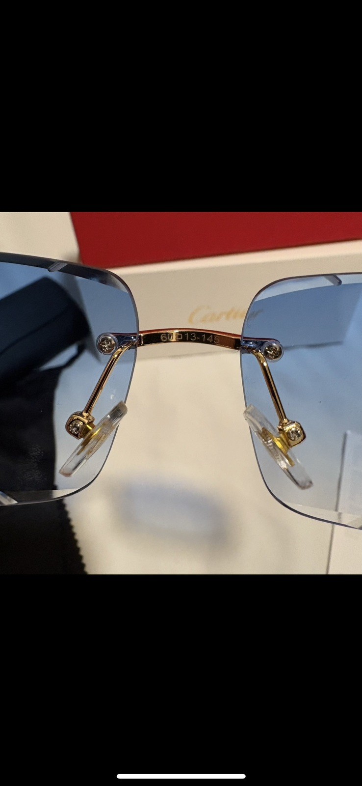 Cartier C Decor Vintage Optical Rimless blue Unisex Eyeglasses