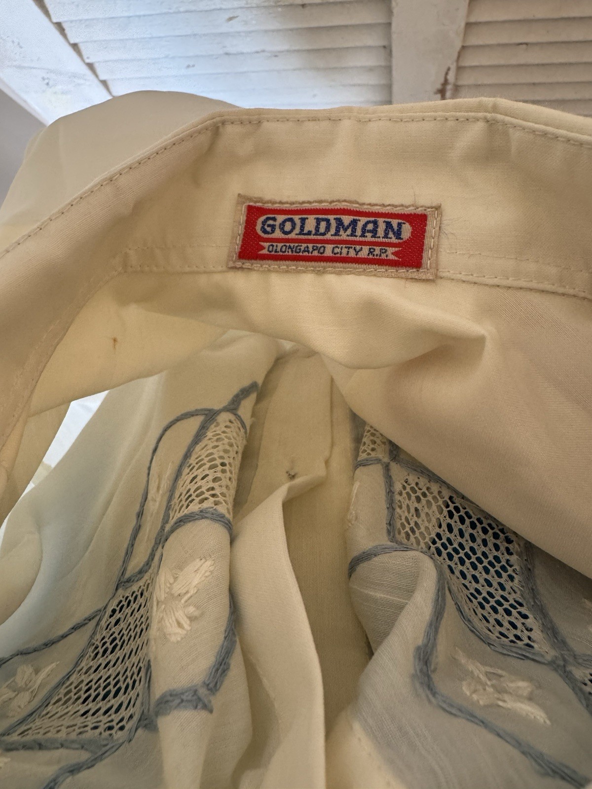 Vintage Goldman men’s Shirt Olongapo City Fine Tailor Military Souvenir’s 50’s