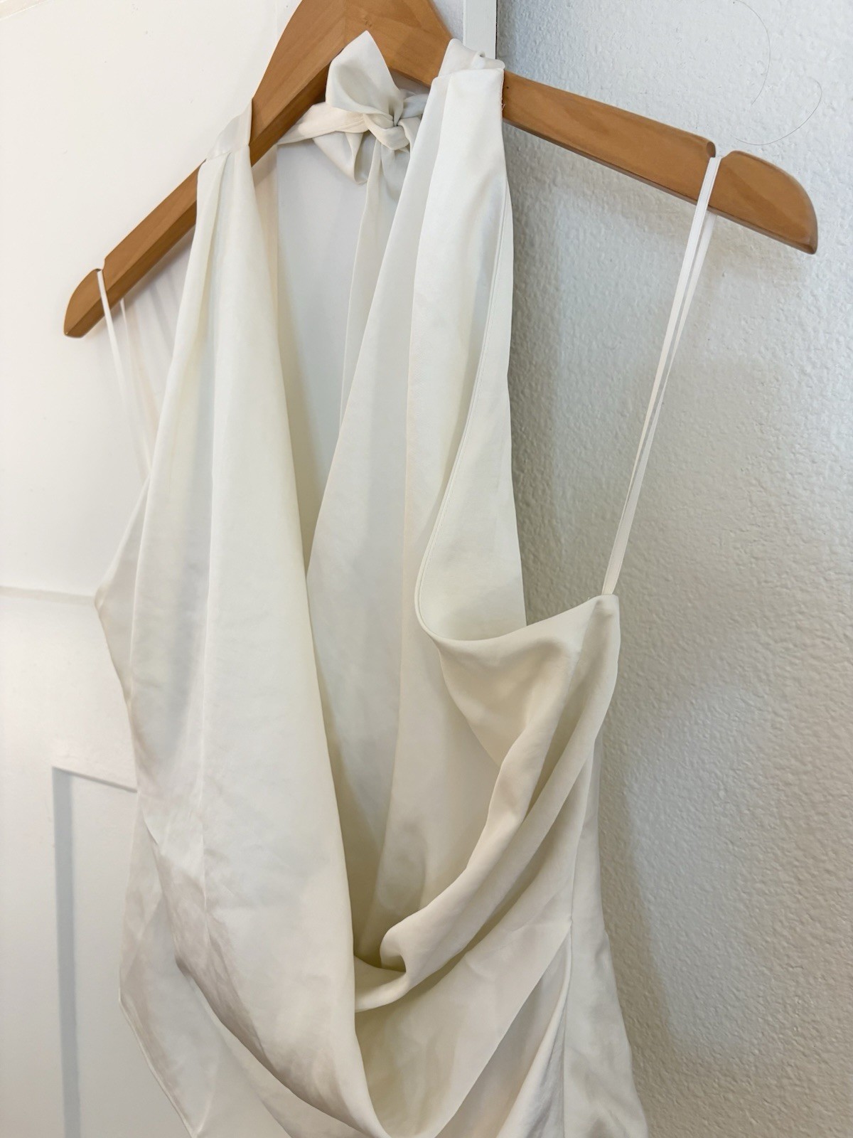 NWT Aritzia Martini Satin halter top white low cut date night going out medium