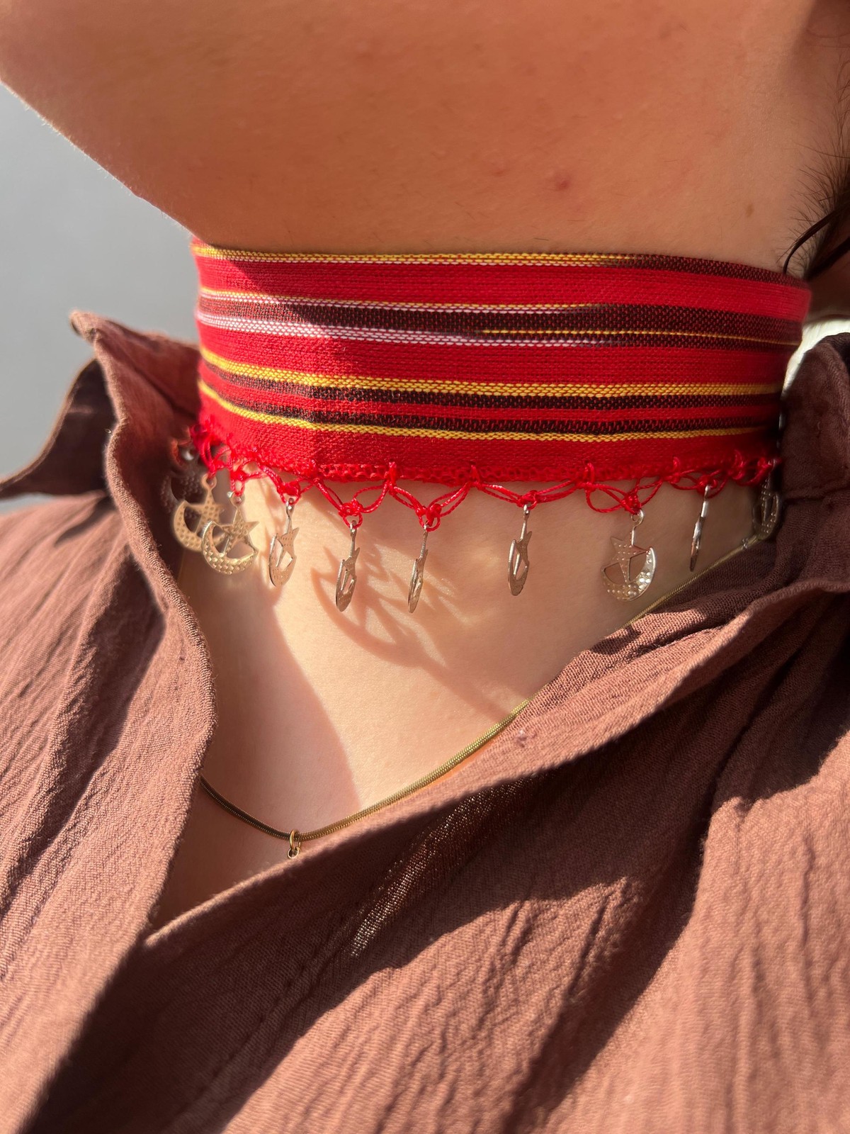 Turkish Keşan Cotton Bandana with Crescent Star Boho Hairband Handmade Unique
