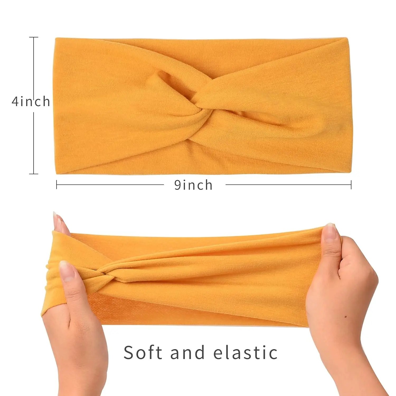 2pc Elastic Wide Headband Cotton Yoga Running Sports Hair Band Turban Headwrap