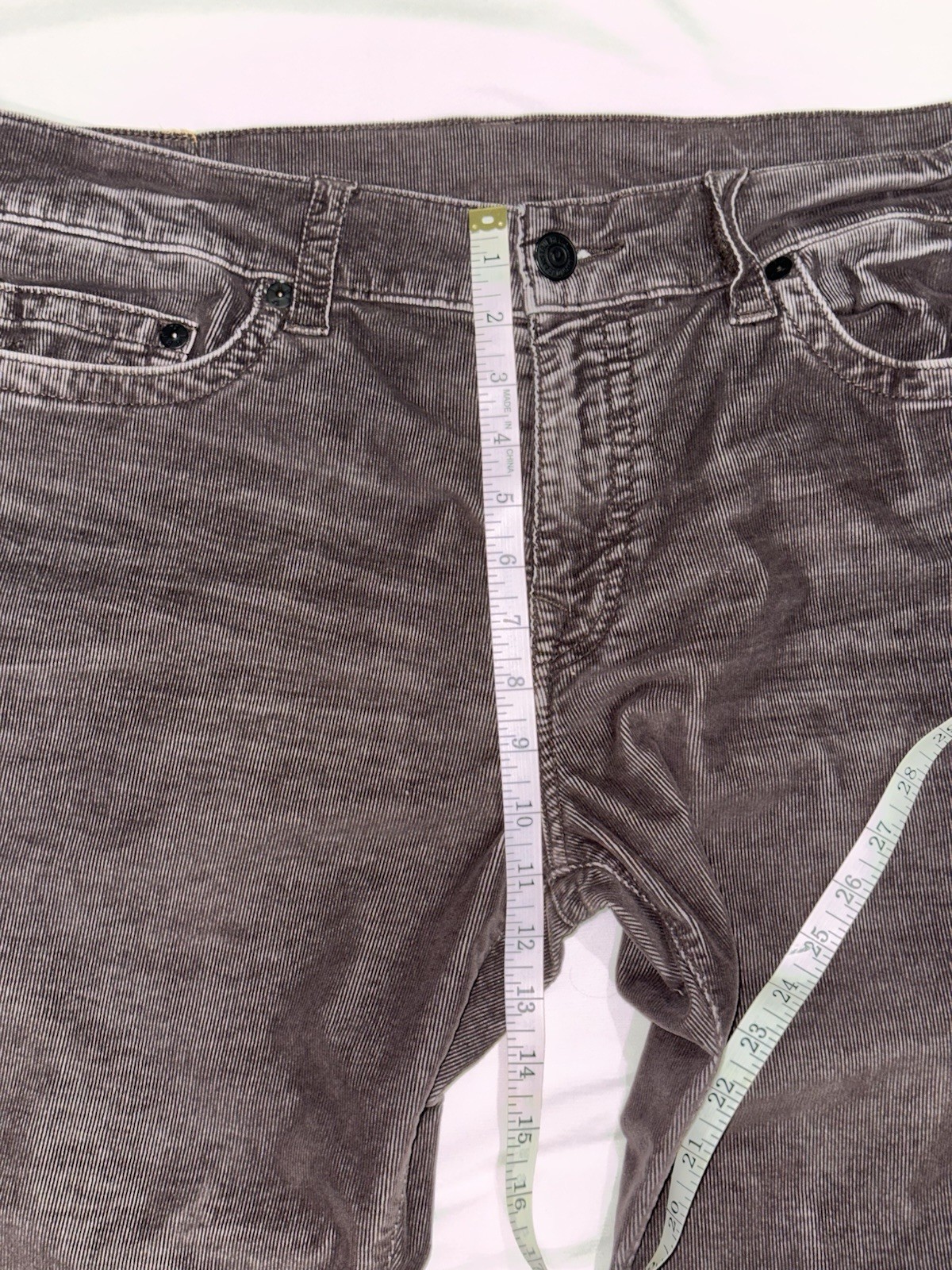 True Religion Geno Straight Corduroy Pants Mens 38×33 Maroon Distressed Y2K