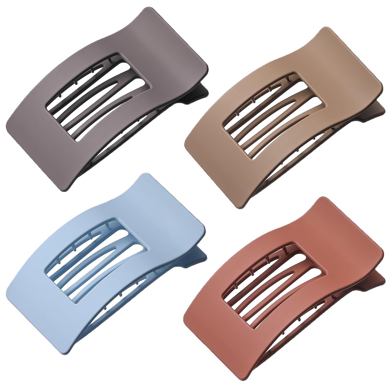 4 Pack Flat Hair Clips for Women, Large 1 Count (Pack of 4), Matte Grey