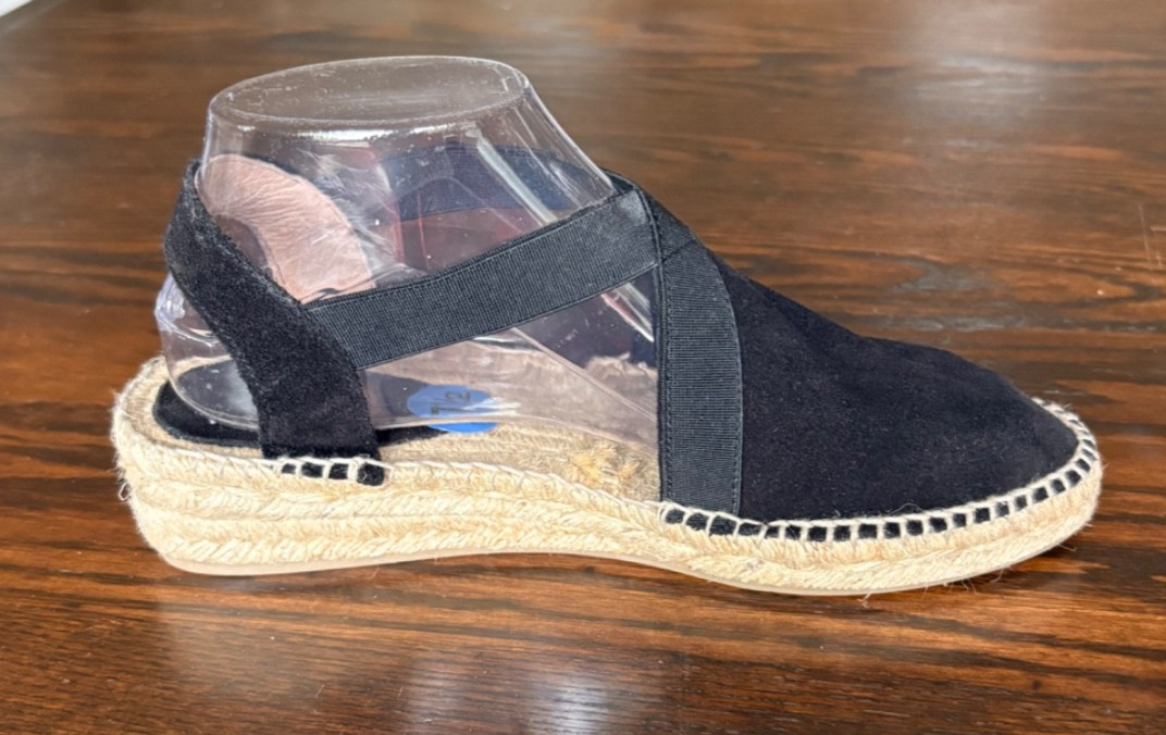 NEW Ladies Black PICON Espadrille Leather Sandals Hand Made in Spain Sz 7.5 – S2