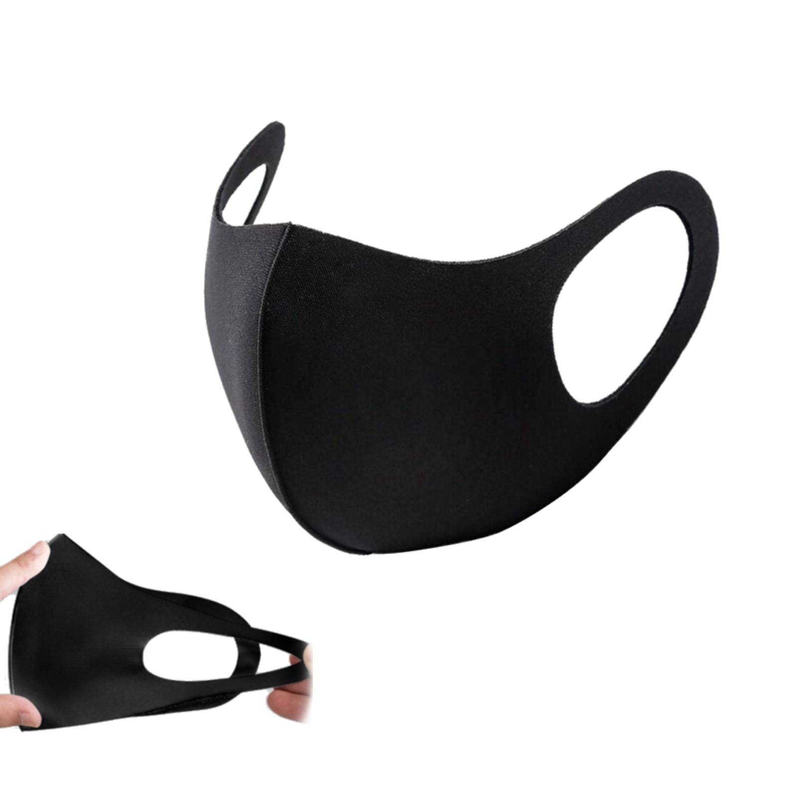 (5 Pack) 3D Black Fashion Face Mask Washable and Reusable