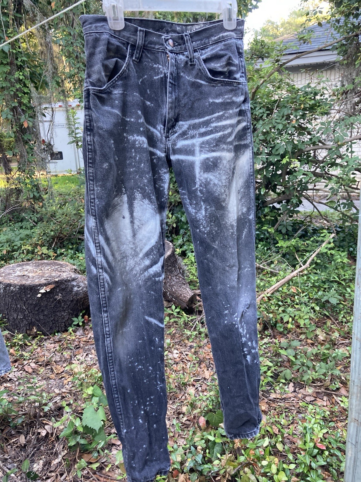 Rustler Men’s Black Dark Wash Denim Straight Fit Jeans 5-Pocket Cotton Zip
