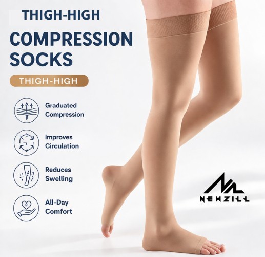 NEWZILL Thigh High Compression Socks for Women 20–30 mmHg Support Stockings