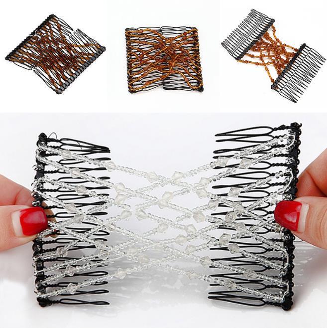 Women Elastic Beads Banana Clip Hairpin Stretch Magic Hair Comb Clip Accessories