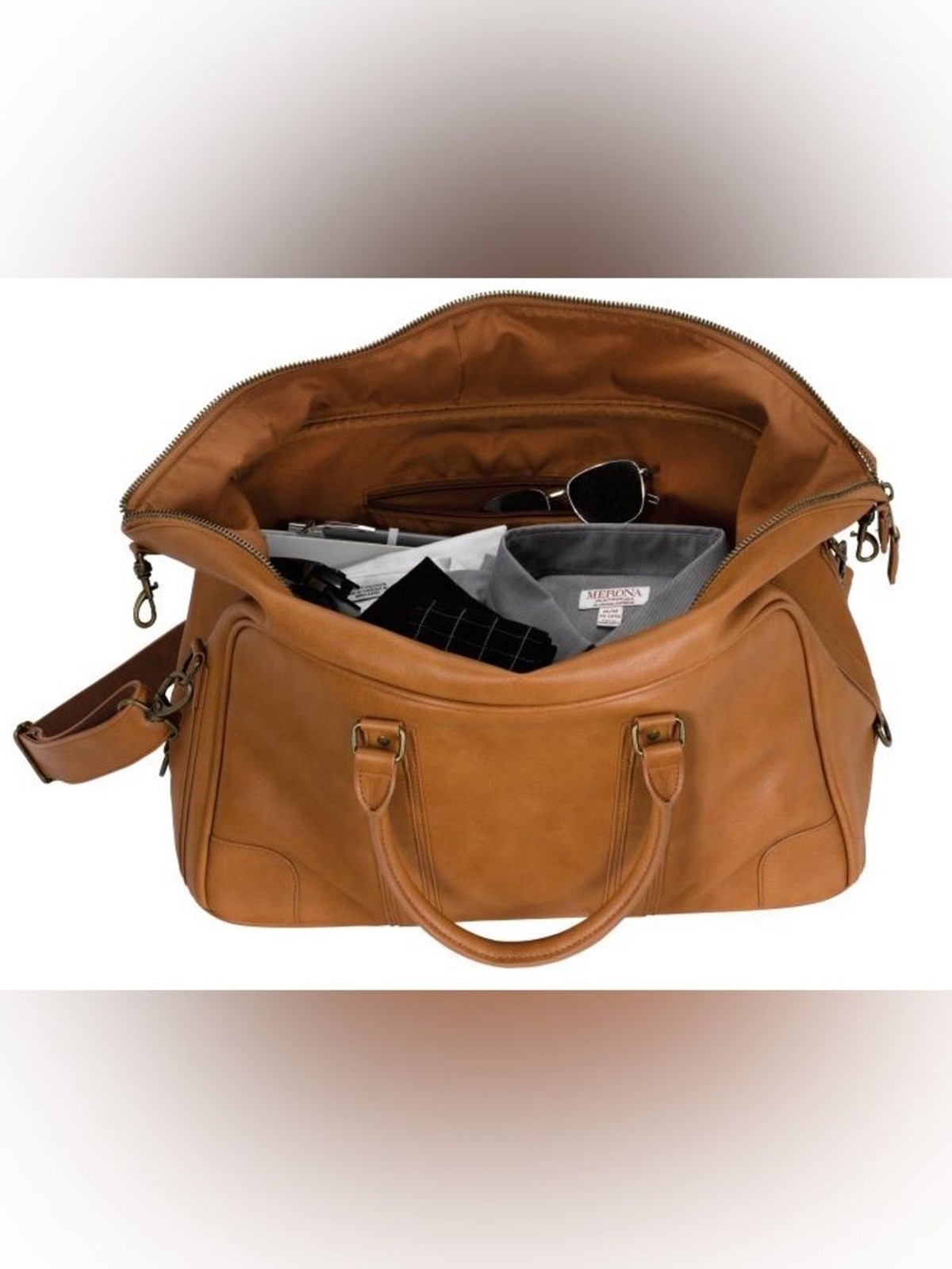 KAPSTON tan synthetic leather Cribl weekender duffel bag