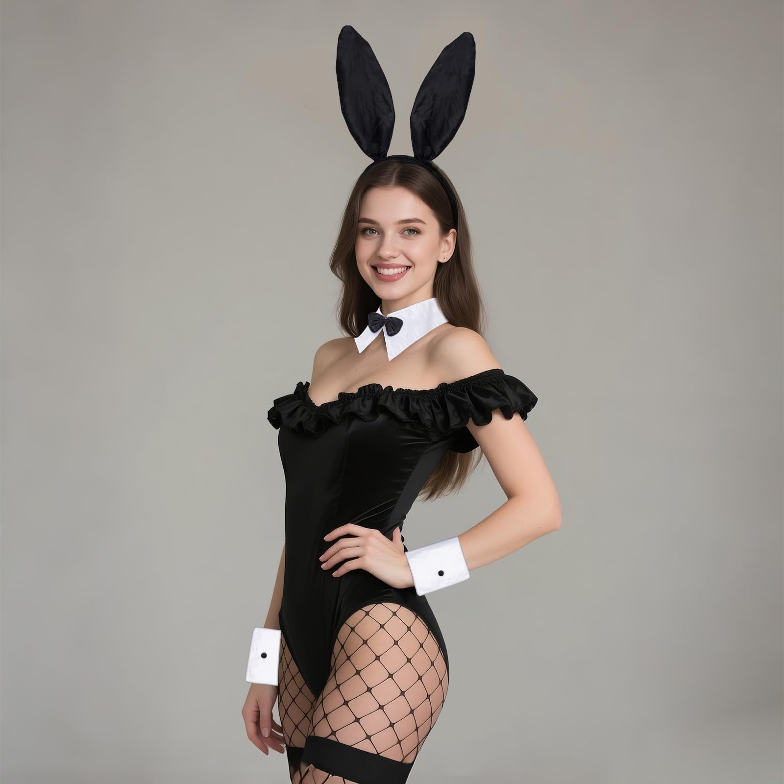 Bunny Costume Set for women Rabbit Ear Headband Tail Bow Tie Rabbit Accessory…