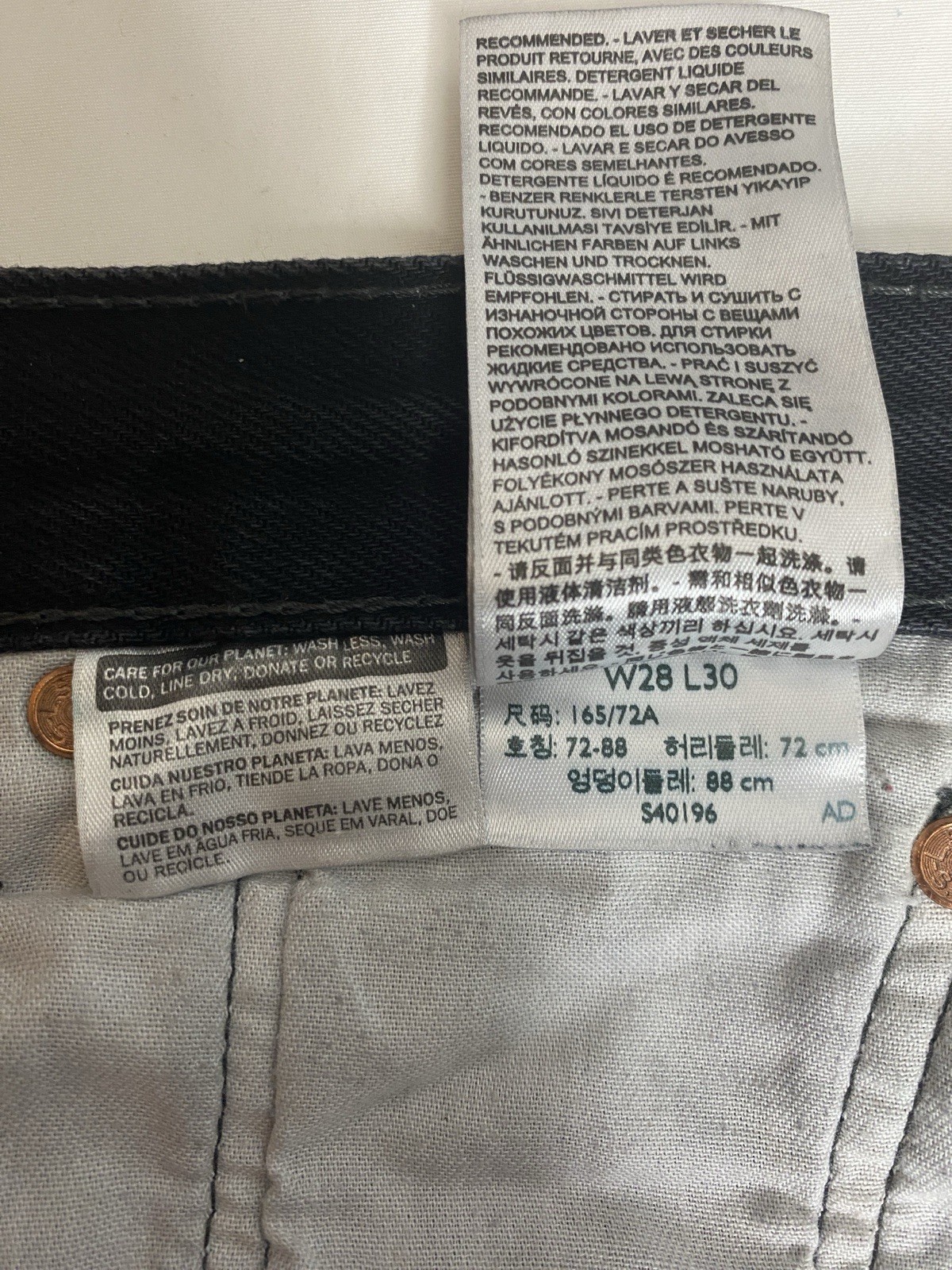 Levis 501 Jeans Mens Size 28×30 Black Original Fit Straight