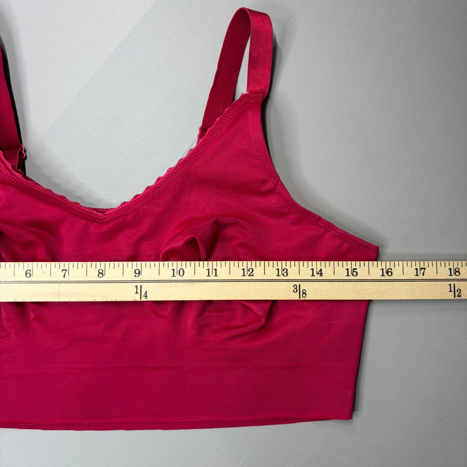 Ruby Ribbon Demiette Bra 36 Heritage 1868 Wireless Convertible Strap Pink/Red
