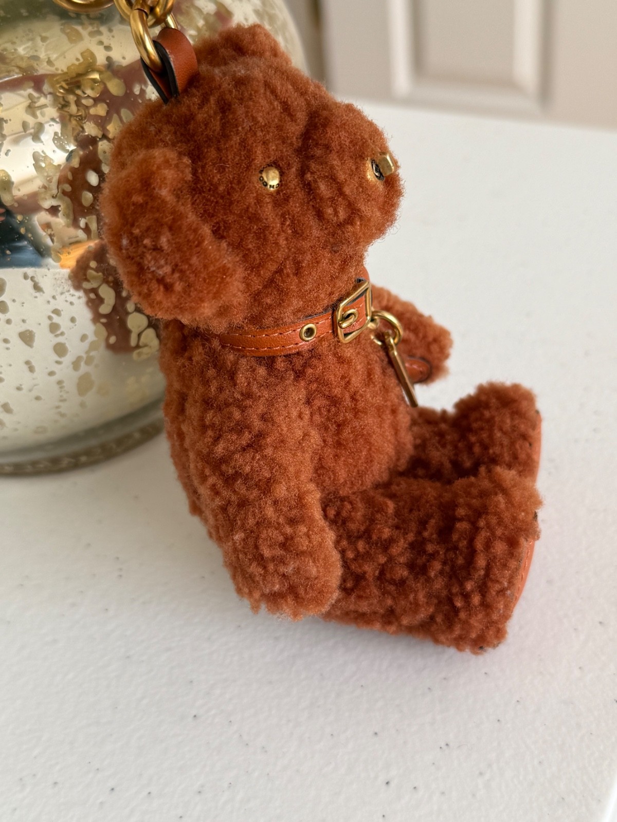 Coach Bear Bag Charm In Signature Shearling – Ginger “Gingy” EUC