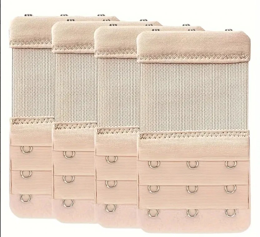 4 Pieces 3-Hook Bra Strap Extender; Comfortable and Adjustable Bra Strap Clip