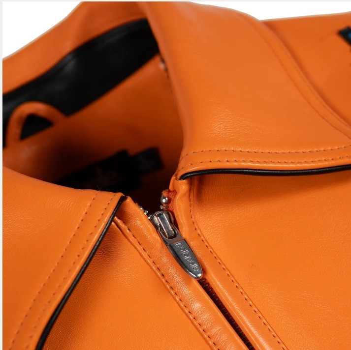 P-P New York Knicks Limited Edition Orange Leather Jacket