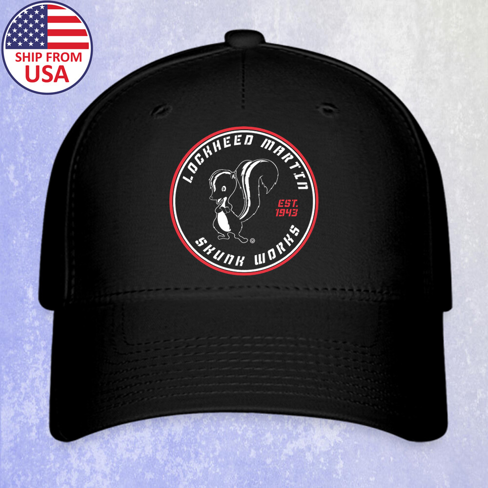 Lockheed Martin Skunk Works Logo Black Hat Baseball Cap Size S/M-L/XL