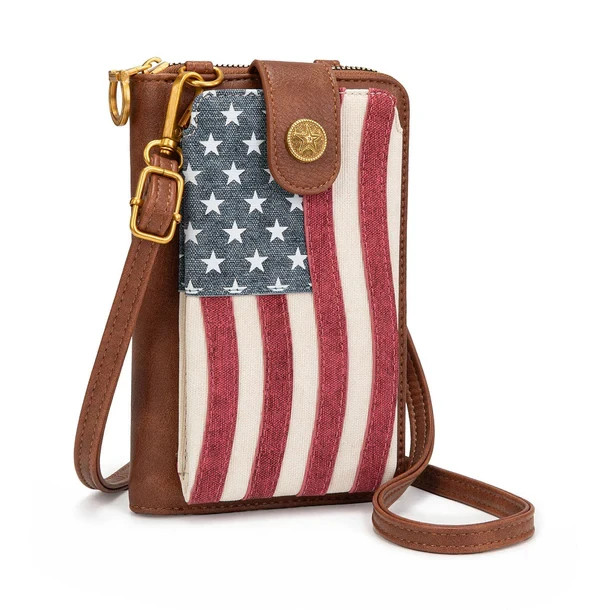 Montana West American Flag RFID Crossbody Phone Wallet