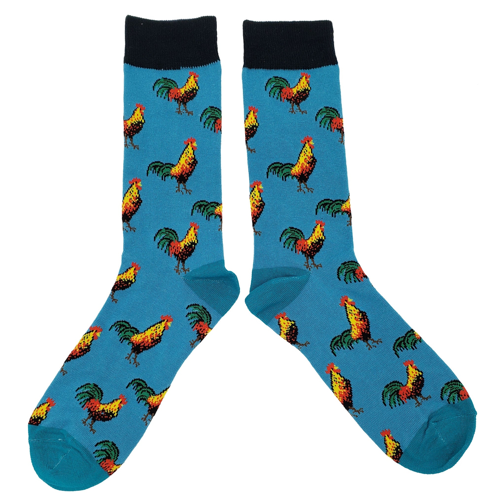 NWT Rooster Dress Socks Novelty Men 8-12 Blue Crazy Fun Sockfly