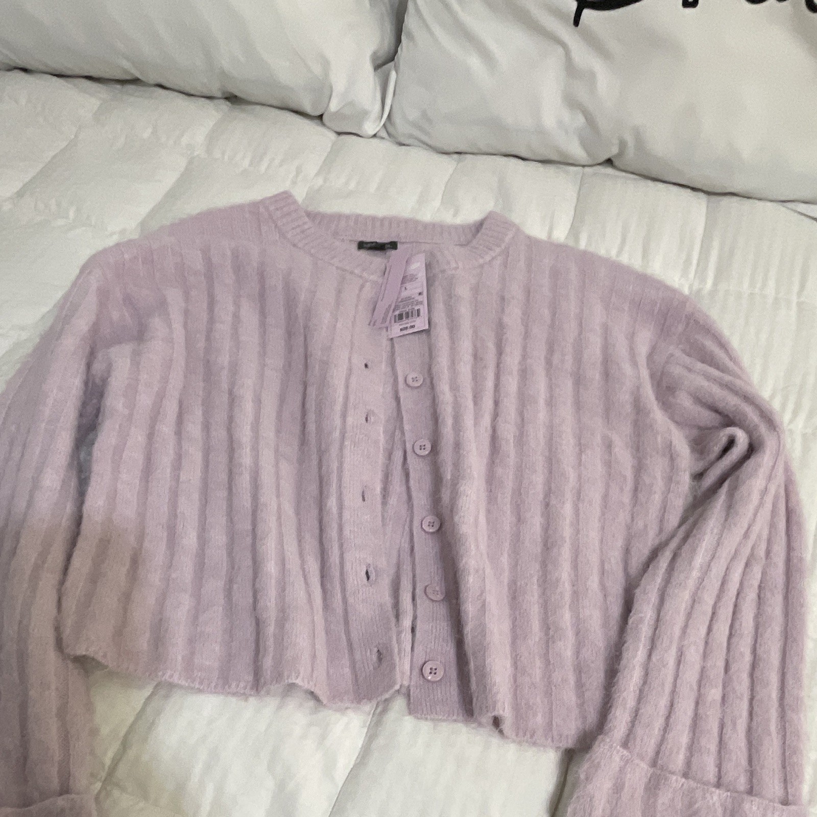 Wild Fable Purple Rib-Knit Button-Front Cardigan Sweater Crew Neck L