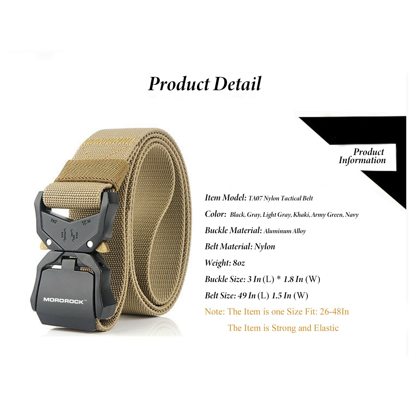 2022 Adjustable Alloy Buckle Military Tactical Belt Nylon Rigger Waistband Belt