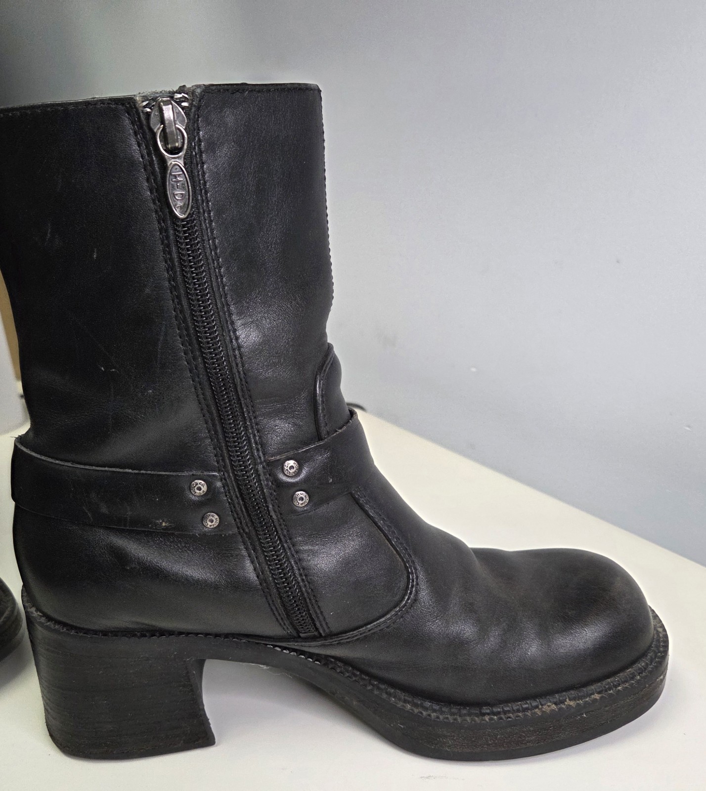 Harley Davidson Pavement Harness Boots Womens Black Leather Motorcycle Size 8.5