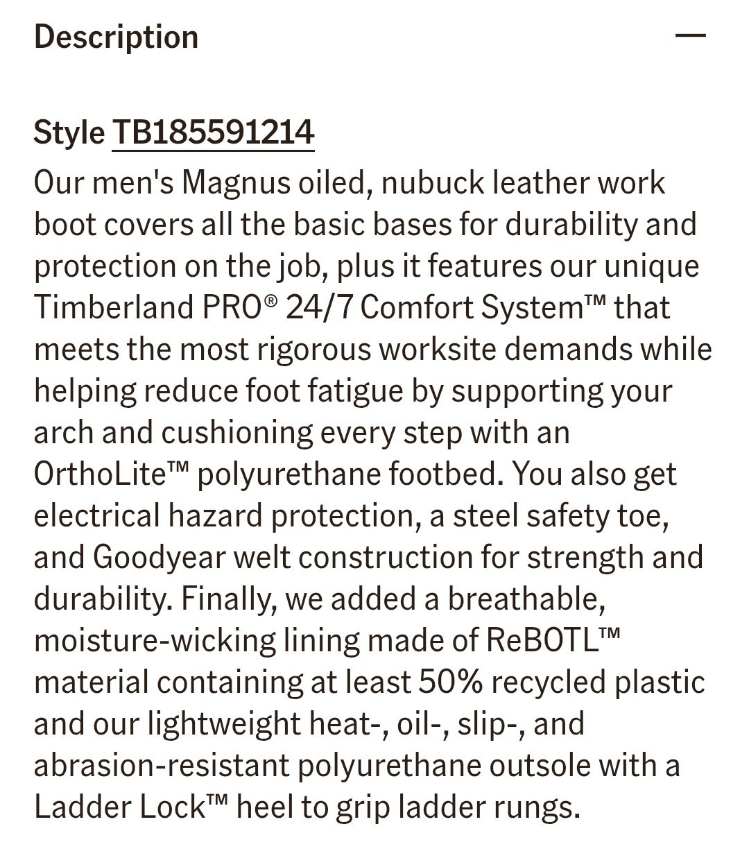 Timberland Pro Magnus Men’s Work Boot 6″ Steel Toe Size 12 W