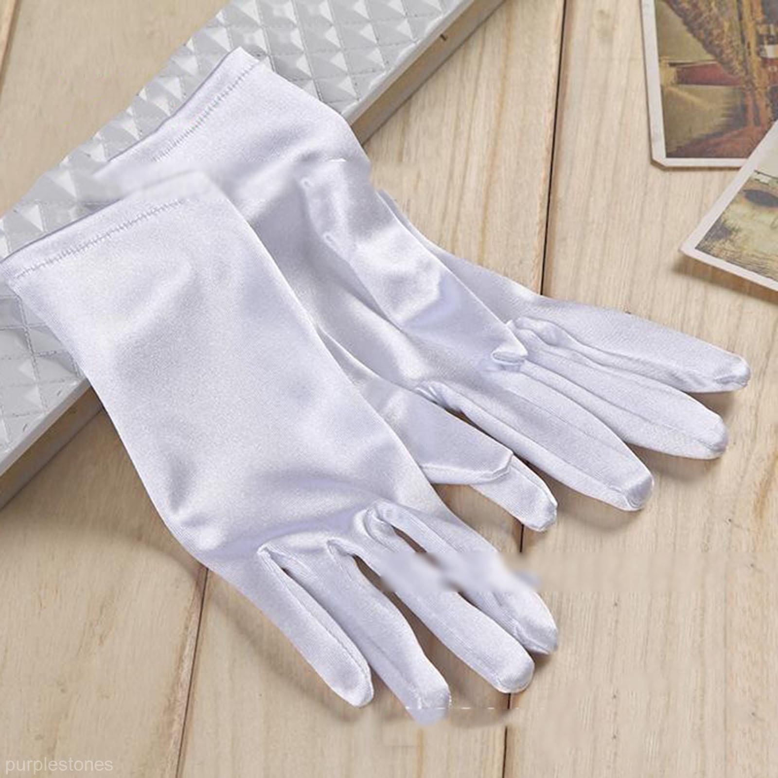 Women Short Wrist Gloves Smooth Satin Party Dress Prom Evening Wedding US SHIP