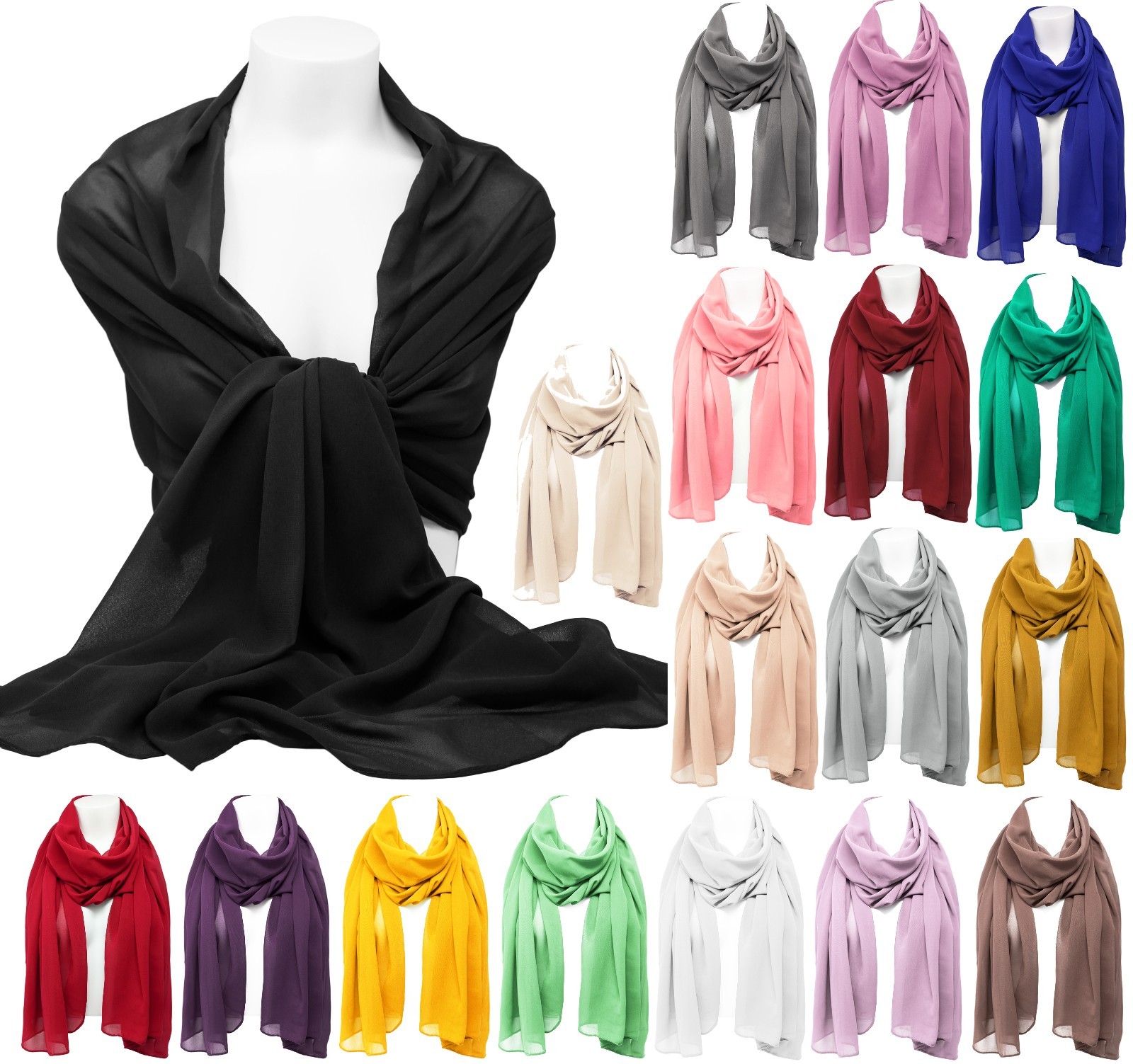 Soft Georgette Solid Chiffon Bridal Wedding Shawl Evening Scarf