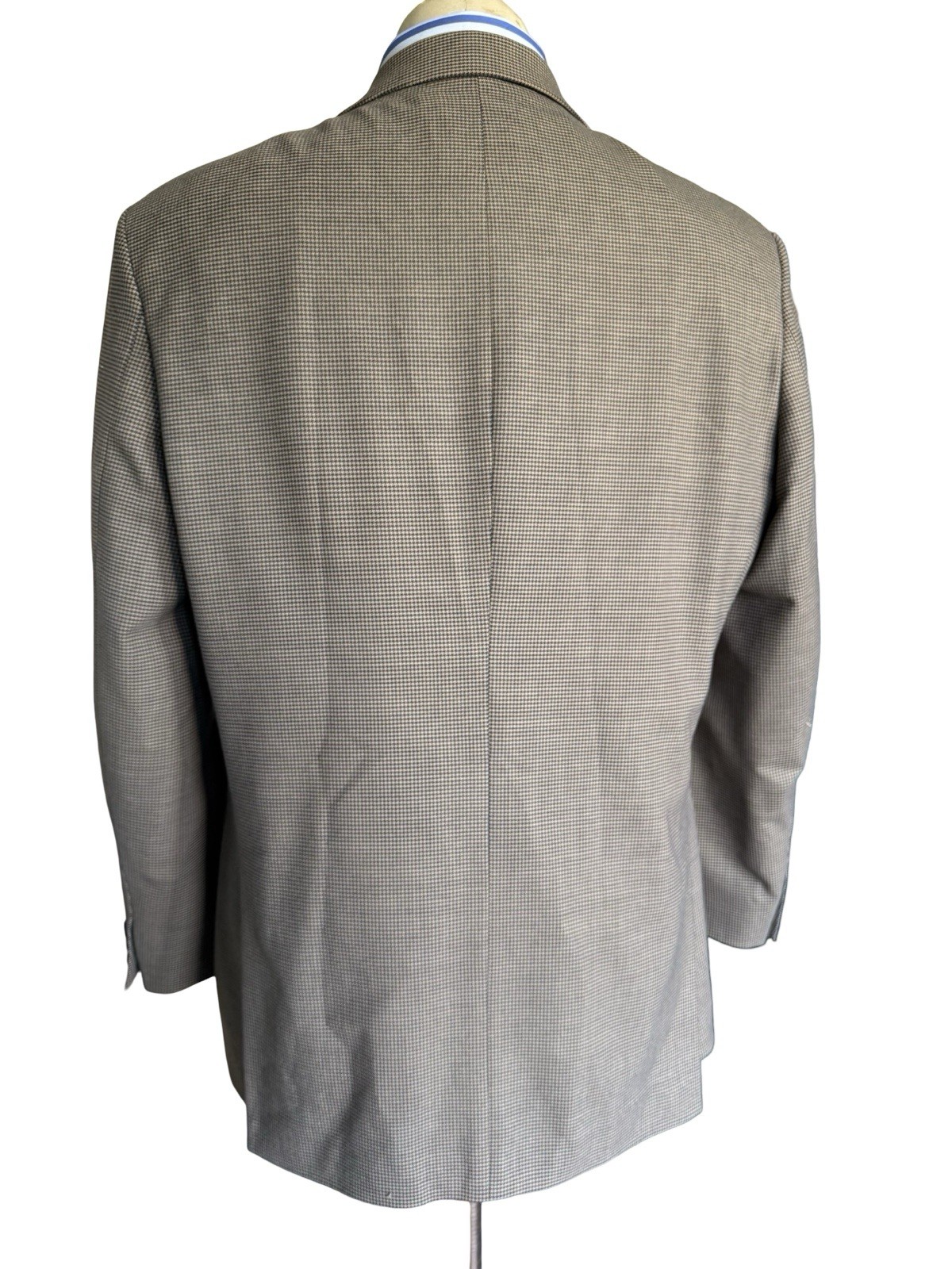 Vintage Men’s Marks & Spencer Houndstooth Blazer 44R Navy/Beige Machine Washable