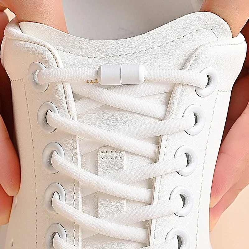No Tie Elastic Shoelaces Semicircle Sneakers Quick Lazy Metal Lock Laces – 100cm