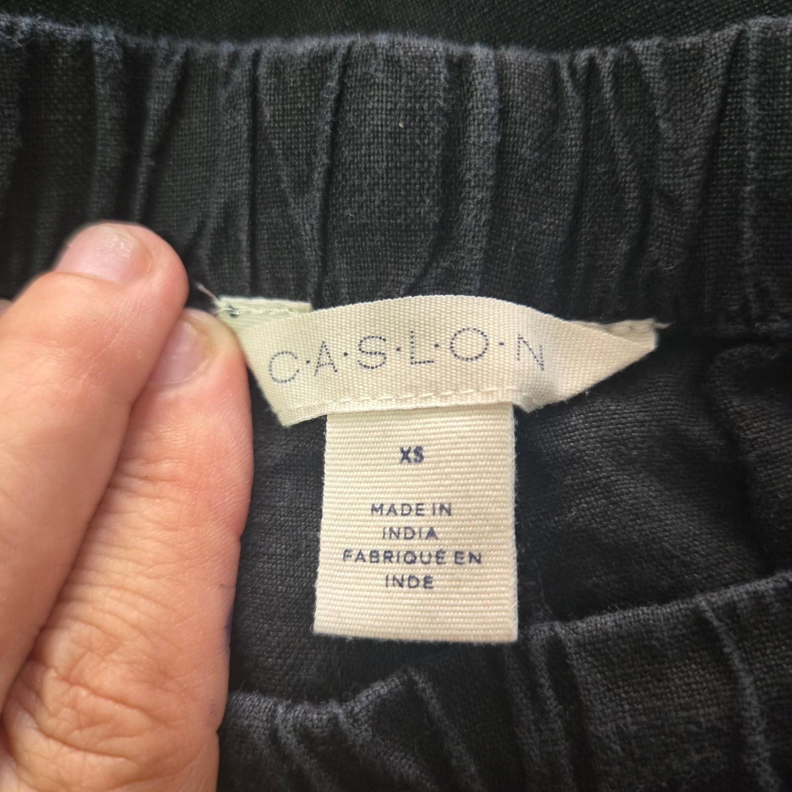 Caslon Black Linen Wide Leg Cargo Pants Drawstring Elastic Waist XS