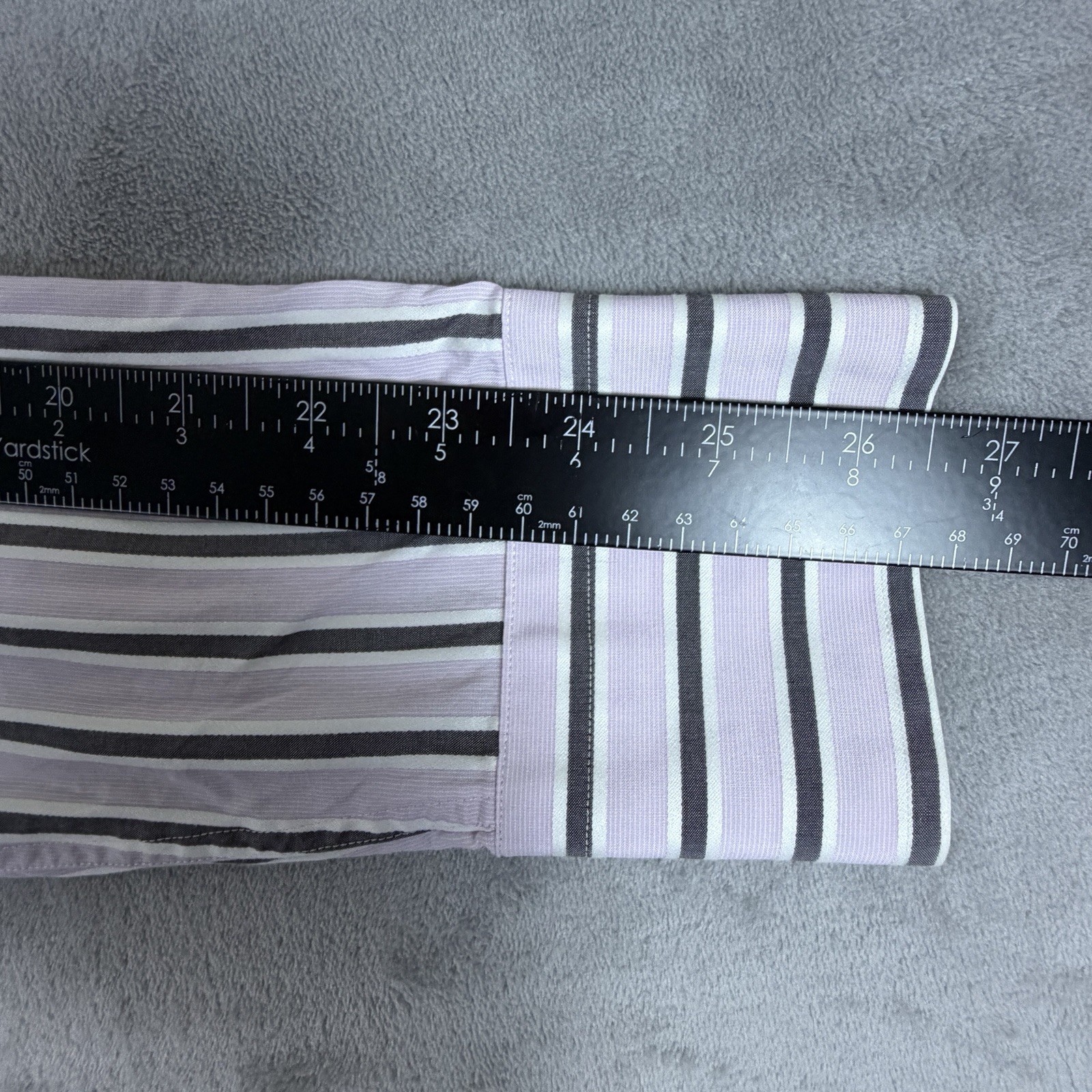 BOSS Hugo Boss Mens 15.5 34/35 Purple Striped Cotton Regular Fit Dress Shirt