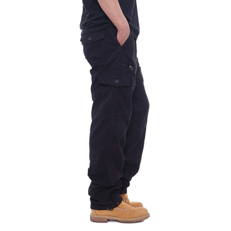 New Mens Cargo Combat Work Trousers Pockets Cotton Loose Machine Washable Pants
