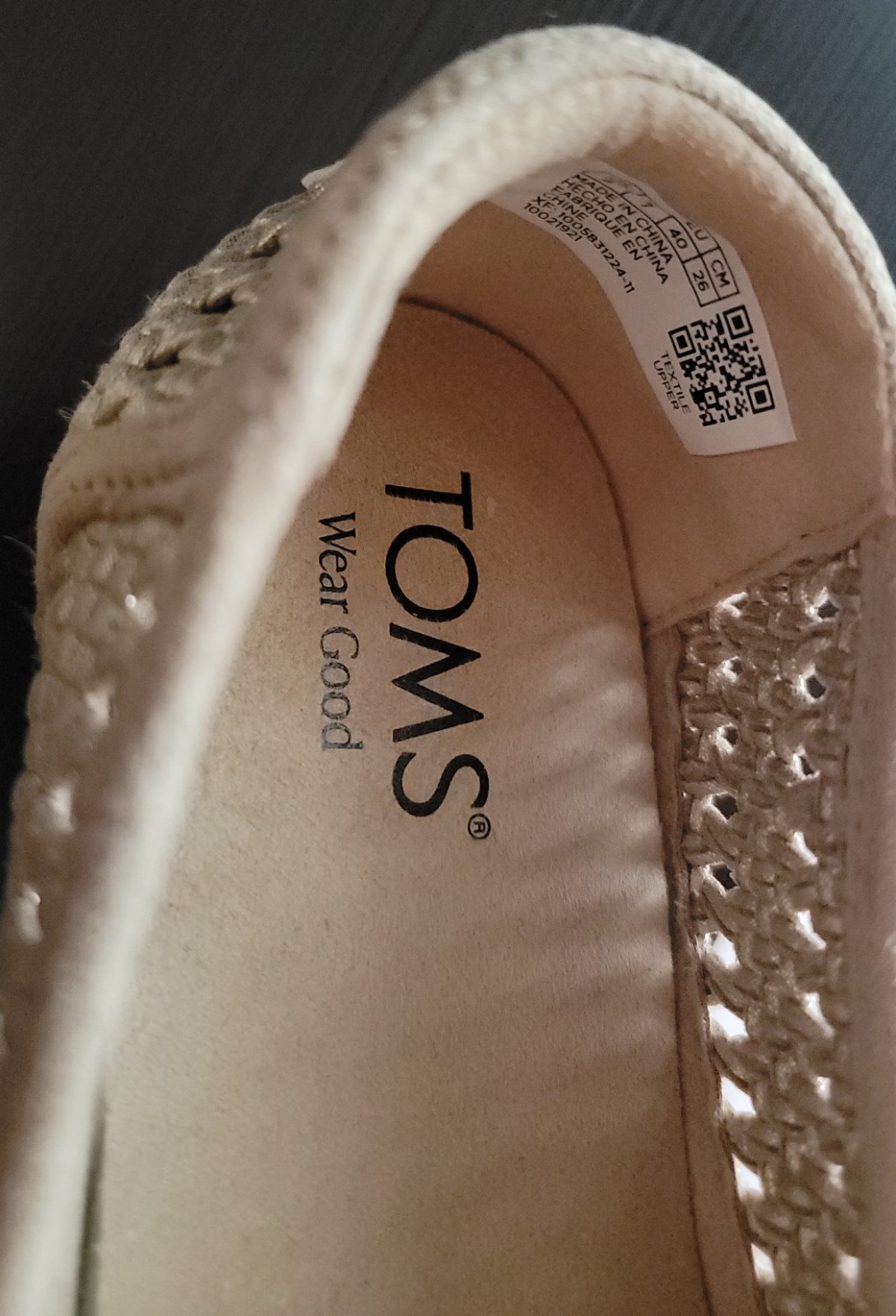 TOMS Women’s Woven Platform Slip-On Champagne/Gold Round Toe US 9 EU 40 UK 7