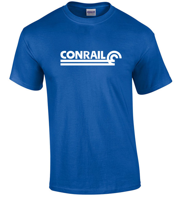 White Conrail Logo on Royal Blue T-shirt Defunct Railroad Train Tee Shirt