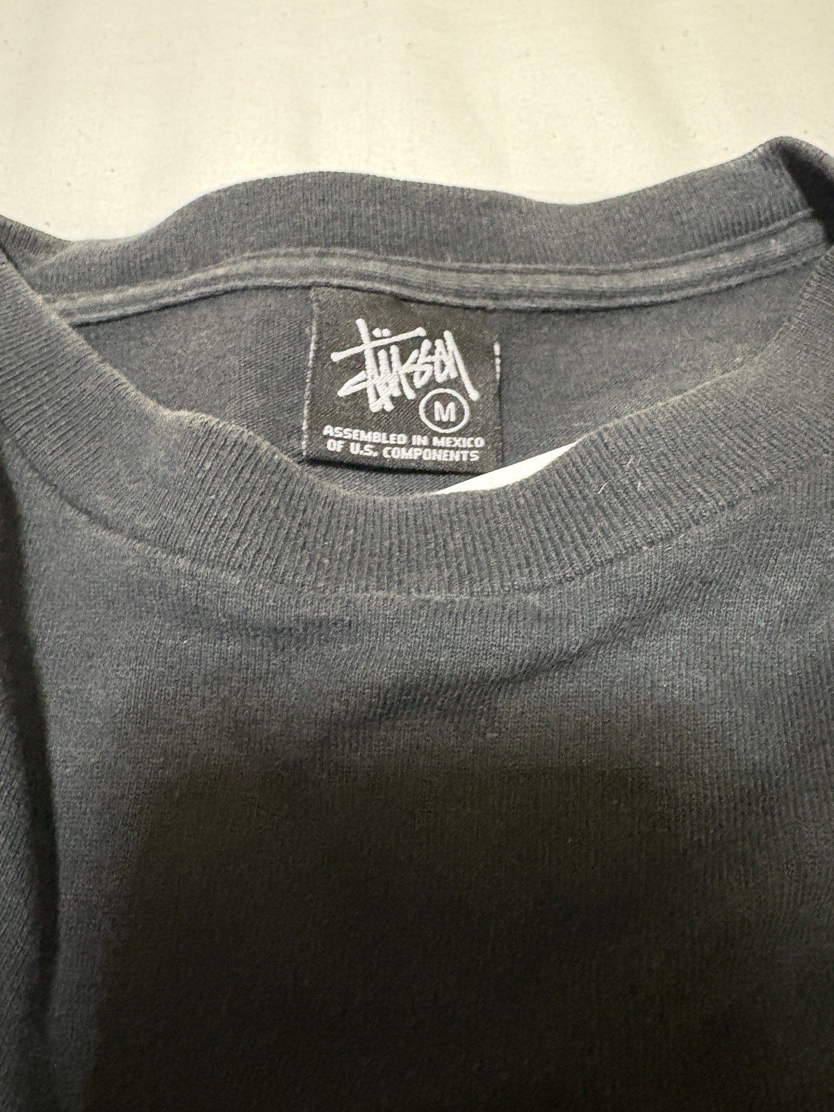 Men’s VTG Stussy SS Skull faded black long sleeve t-shirt M graffiti cross bones