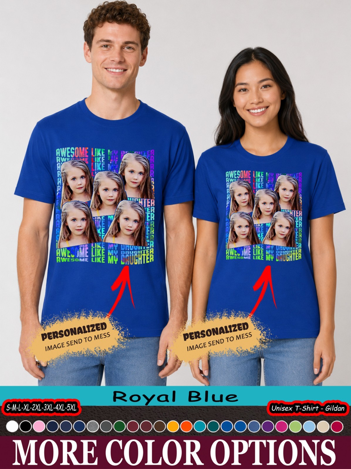 Custom Photo Funny Dad Daughter Shirt, Awesome Like My Daughter Graphic Tee
