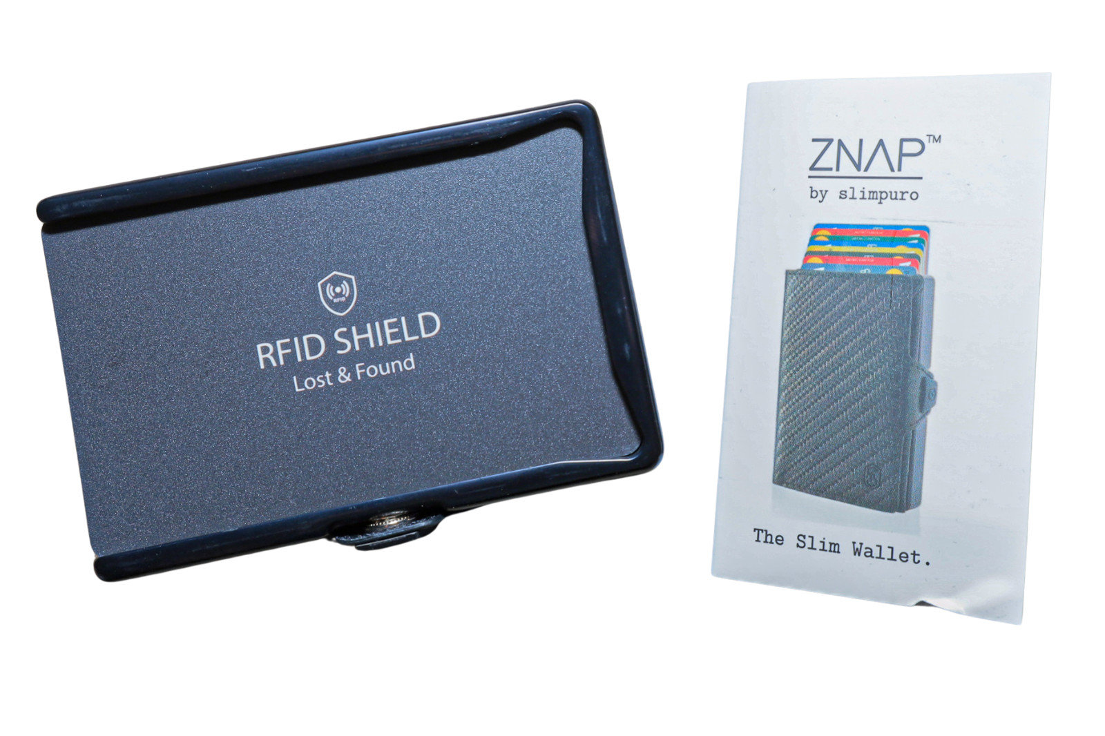 RFID Blocking Slim Solid Leather Aluminum Wallet – ZNAP by slimpuro (Black)