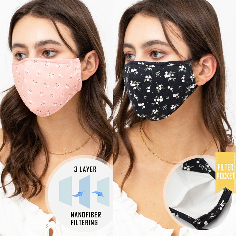 Quality Reusable Adult Cotton Fashion Face Mask Filter Pocket Nose Wire Pretty