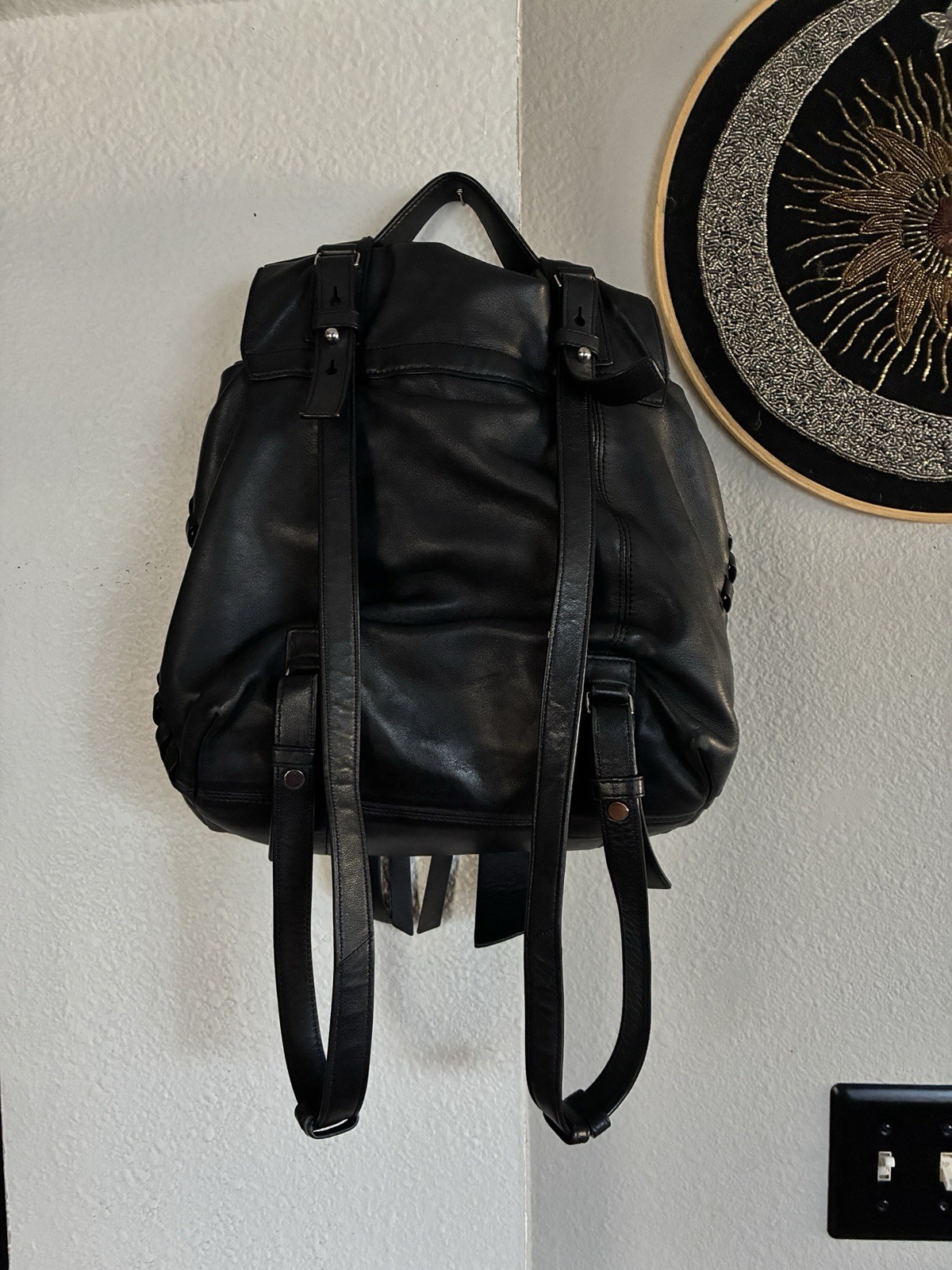 All Saints: Black Leather Backpack | Versatile for All Seasons
