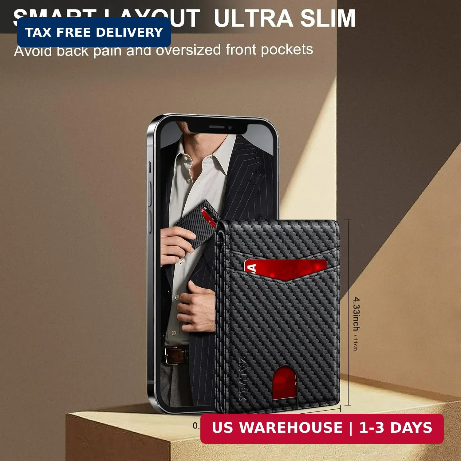 Wallet for Men Slim RFID Blocking Leather Credit Card Holder Wallet for 14 Cards