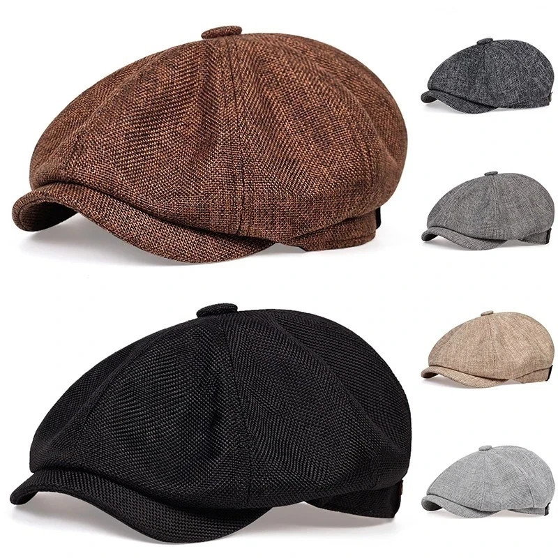 Vintage Newsboy Cap Gatsby Hat Classic 8 Panel Flat Ivy Cabbie Driver Cap