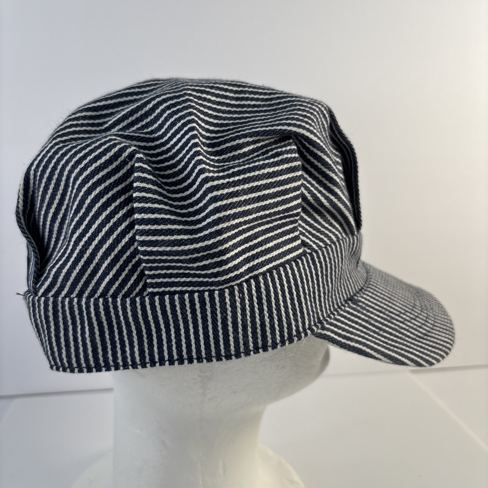 Vintage Skunk Train Fort Bragg Willits Blue Stripe Conductor Hat Adult Cap