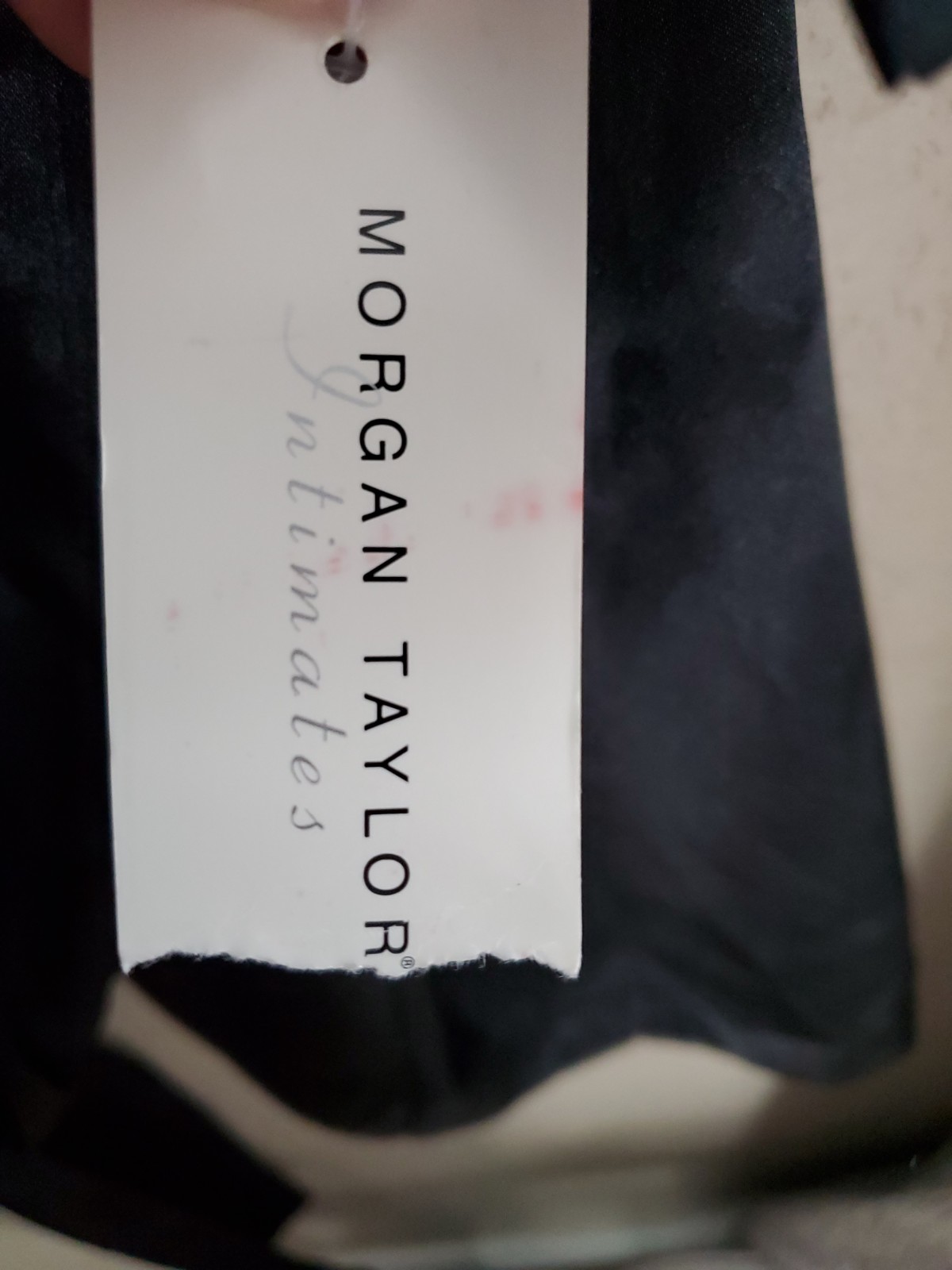 Morgan Taylor Black Satin Wrap Robe with Lace Trim L NWT