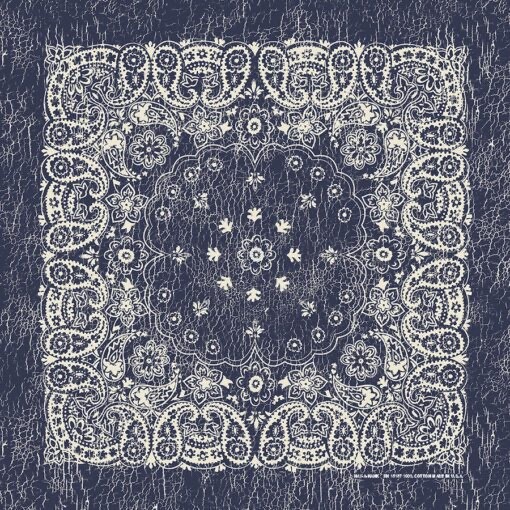 Rustic Navy/Natural Paisley 27×27 Bandanna, Made in USA