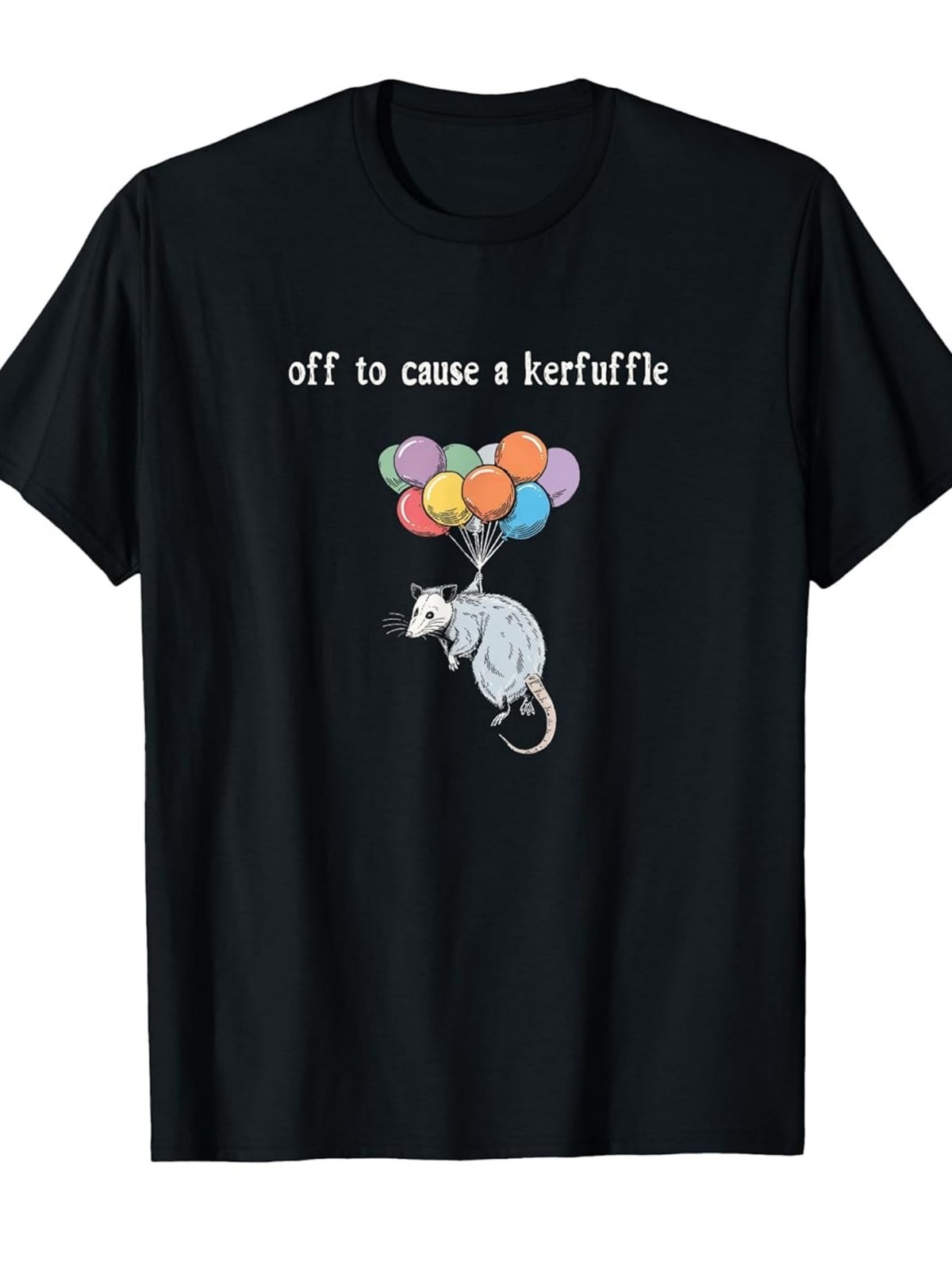 Off to Cause A Kerfuffle Funny Opossum T-Shirt – Retro Quirky Weird Animals